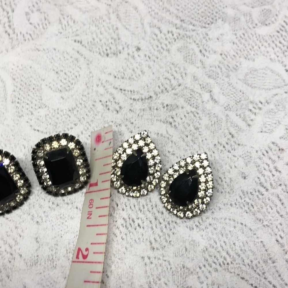 BUNDLE lot 2 vintage rhinestone formal glam statement earrings.